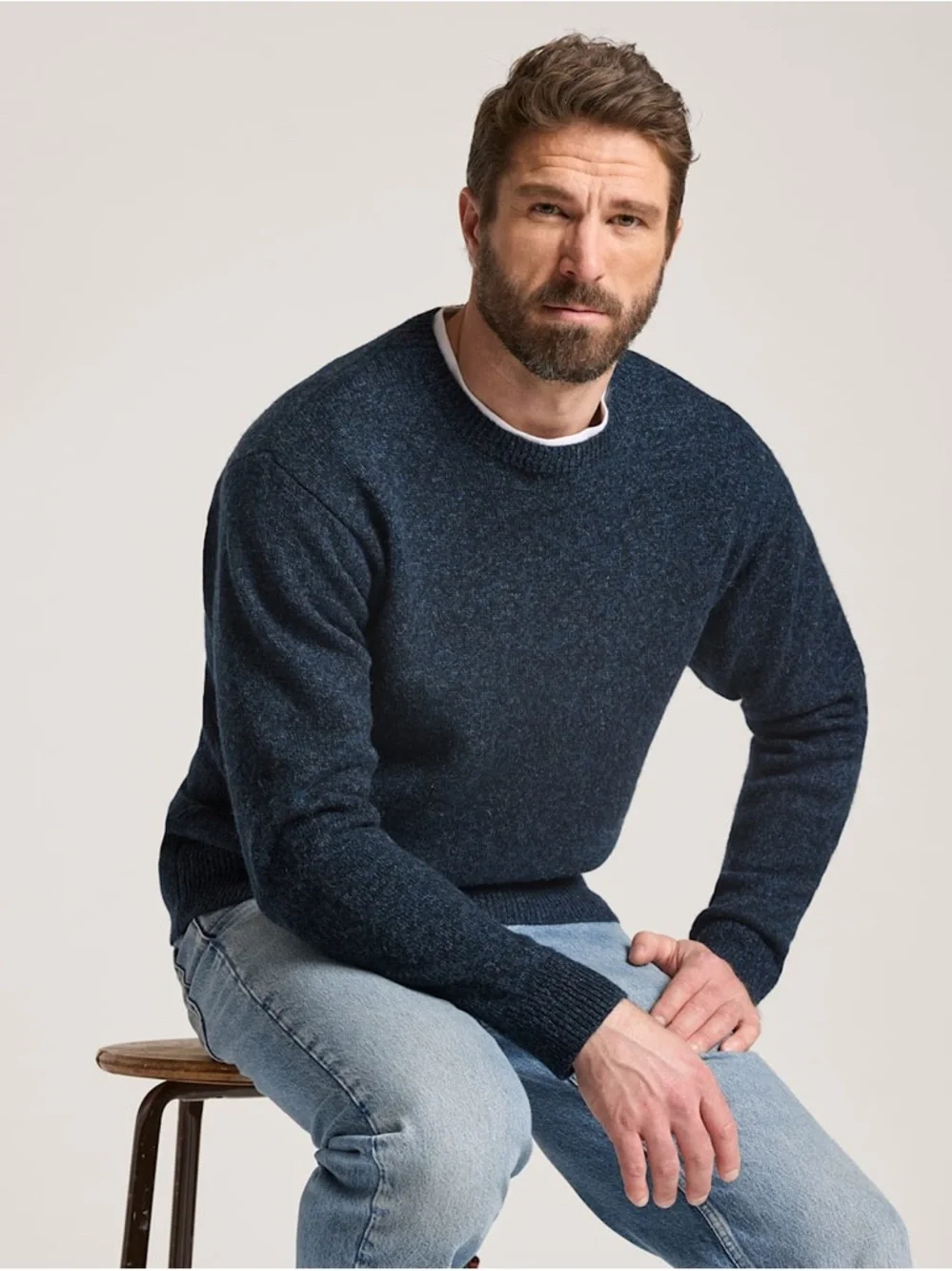 Pendleton XL Washable Shetland Wool Crewneck Blue Sweater Minimalist Gorpcore